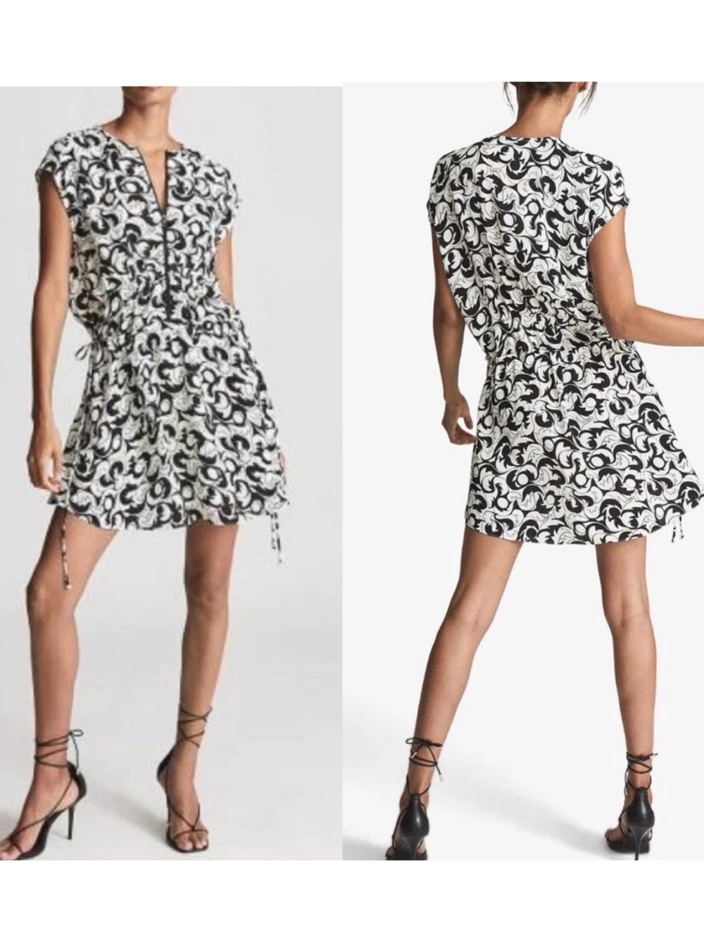 Reiss Marie Dress in Graphic Swirl Print Size 4